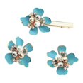 thumbnail image 4 of Pinzas para el pelo y pendientes de perlas de flores de estilo bohemio hawaiano joyería para mujer Azul jinwen Pendientes con pinzas para el cabello de flores, 4 of 7