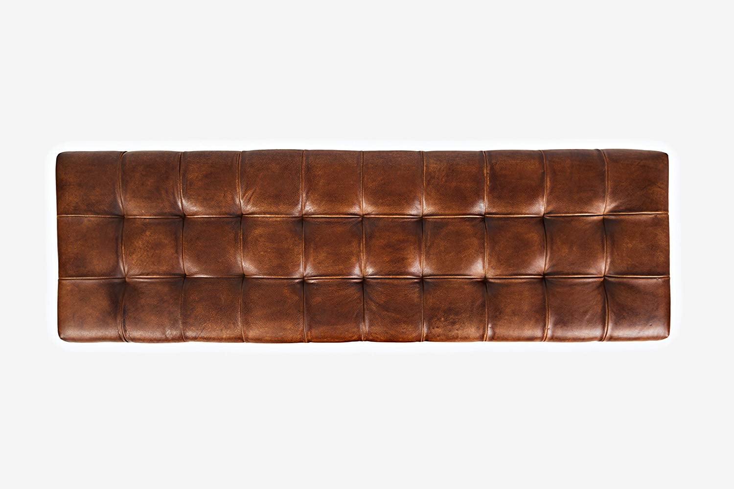 Global Archive Leather Ottoman - Saddle
