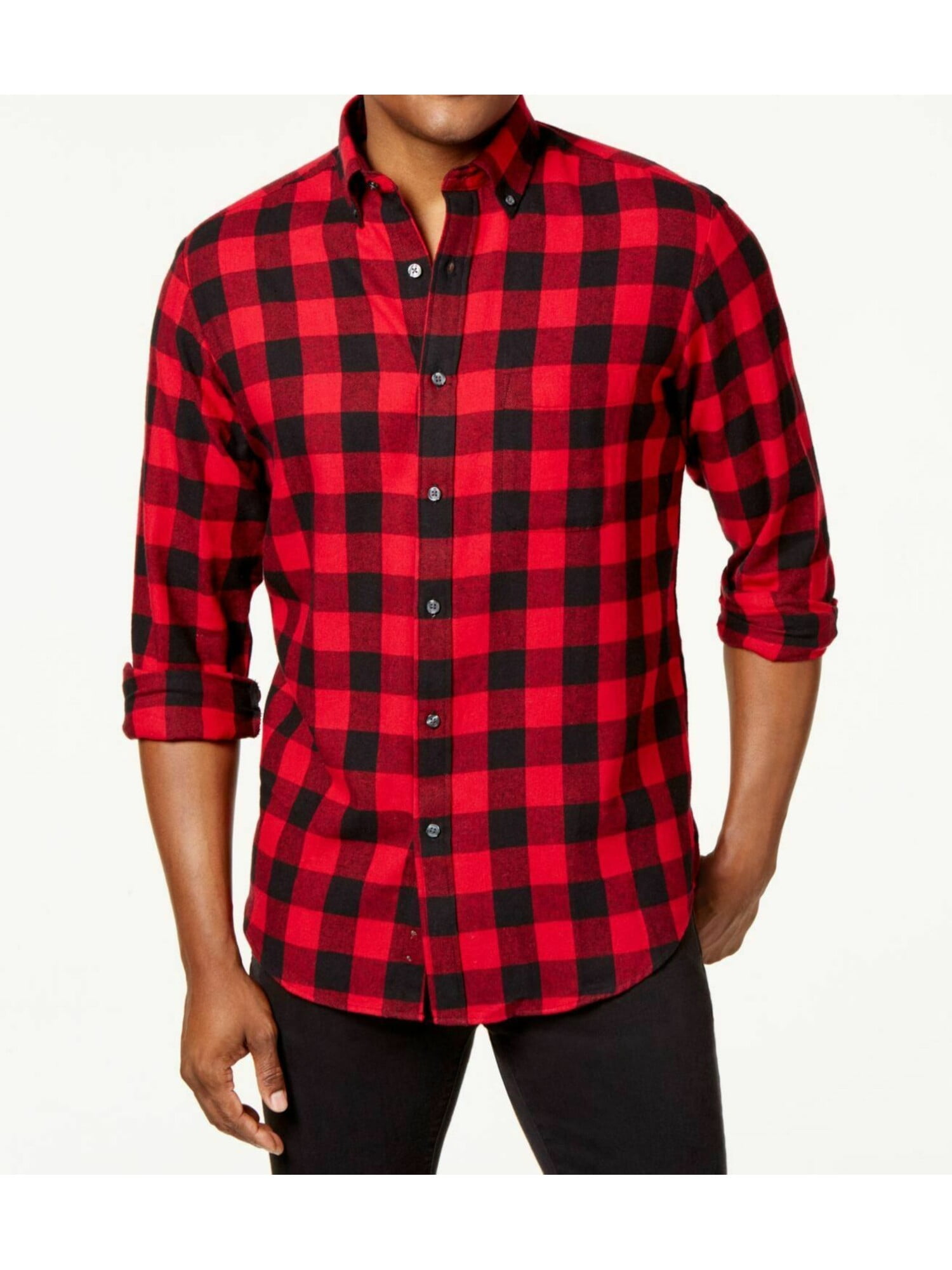 red button up shirt mens long sleeve