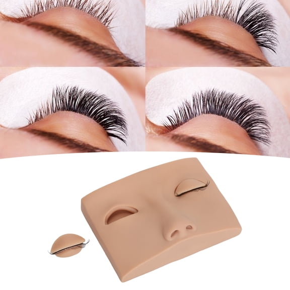 Mannequín De Pestañas Cabeza De Entrenamiento De Pestañas De Pestañas De Extensión De Pestañas Con 3 Pares Párpados Extraíbles PVC De Silicona Para Las Extensiones De