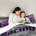 thumbnail image 4 of Manfei Purple Racing Car Bedding Comforter Set 7pcs for Boys, Speed Sports Car King Bedding Sets, Black White Plaid Flag Bed Sheets, Breathable Home Decor, 4 of 8
