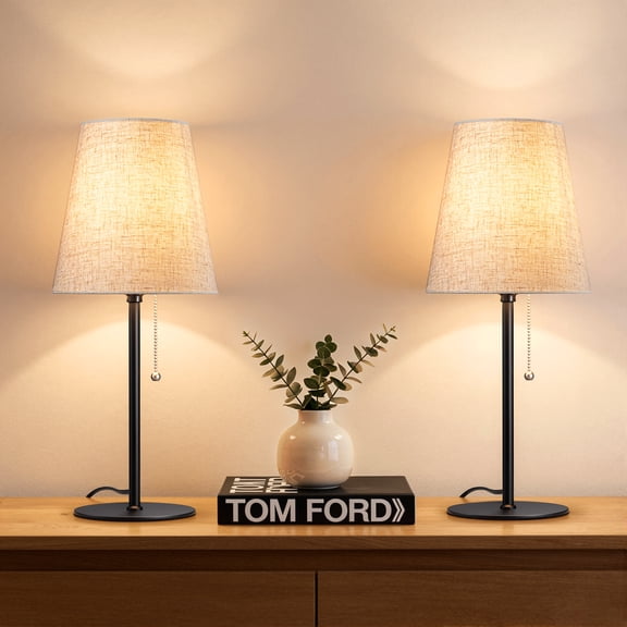 EDISHINE Table Lamps Set of 2 for Living Room Bedroom Pull Chain Switch