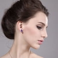 thumbnail image 3 of Gem Stone King 1.51 Ct Oval Checkerboard Purple Amethyst G/H Lab Grown Diamond 14K White Gold Earrings, 3 of 3