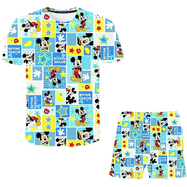 Conjuntos de ropa de Mickey para bebés, ropa para niños, chándal de manga corta de verano para niños, trajes deportivos, disfraz para niños, ropa 4T Gao Jinjia LED