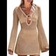 thumbnail image 3 of Traje de Baño de de Punto para Mujer, Vestido de Crochet, para Vacaciones de Verano 2025 Caqui XL, 3 of 9
