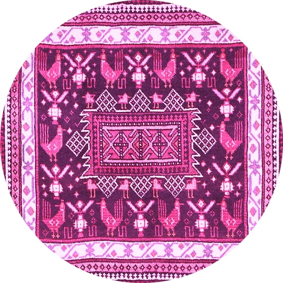 Ahgly Company Indoor Round Animal Pink Traditional Area Rugs, 4' Round