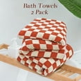 thumbnail image 6 of Ultra Soft Bath Towels 2 Pack - 520 GSM Cotton Highly Absorbent Checkered Towels Set for Bathroom Shower Pool Travel 55" x 28"(Coral), 6 of 15