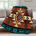 thumbnail image 4 of Turquoise Red Throw Blanket,Flannel Fleece Blanket with Striped Design for Couch,Southwest American Native Abstract Pattern Soft Breathable All Season Plush Blankets for Sofa Office Car Seat 40"x60", 4 of 9