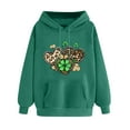 thumbnail image 3 of VBTAPA Womens 2025 St Patricks Day Hoodie Lucky Shamrock Print Long Sleeve Drawstring Hooded Sweatshirt Trendy Casual Pullover Hoodies Irish Gifts Army Green S, 3 of 6