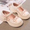 thumbnail image 2 of Viluyesy Girls Platform Mary Janes Kids Dressy Walking Flats Patent Leather Bow Pearl Strap Comfort School Party White Size 12Little Kids, 2 of 7