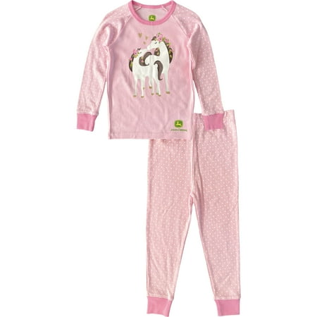 

John Deere Girls Pajama Set Polka Dot Soft Pink 6