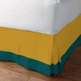 thumbnail image 2 of D.N.G. BEDDINGS 1 Piece Split Corner Two Tone Tailored Bed Skirt, Full Size 6 Inch Deep Pocket, 800 Thread Count, 100% Egyptian Cotton, Solid Gold/Teal Color., 2 of 3