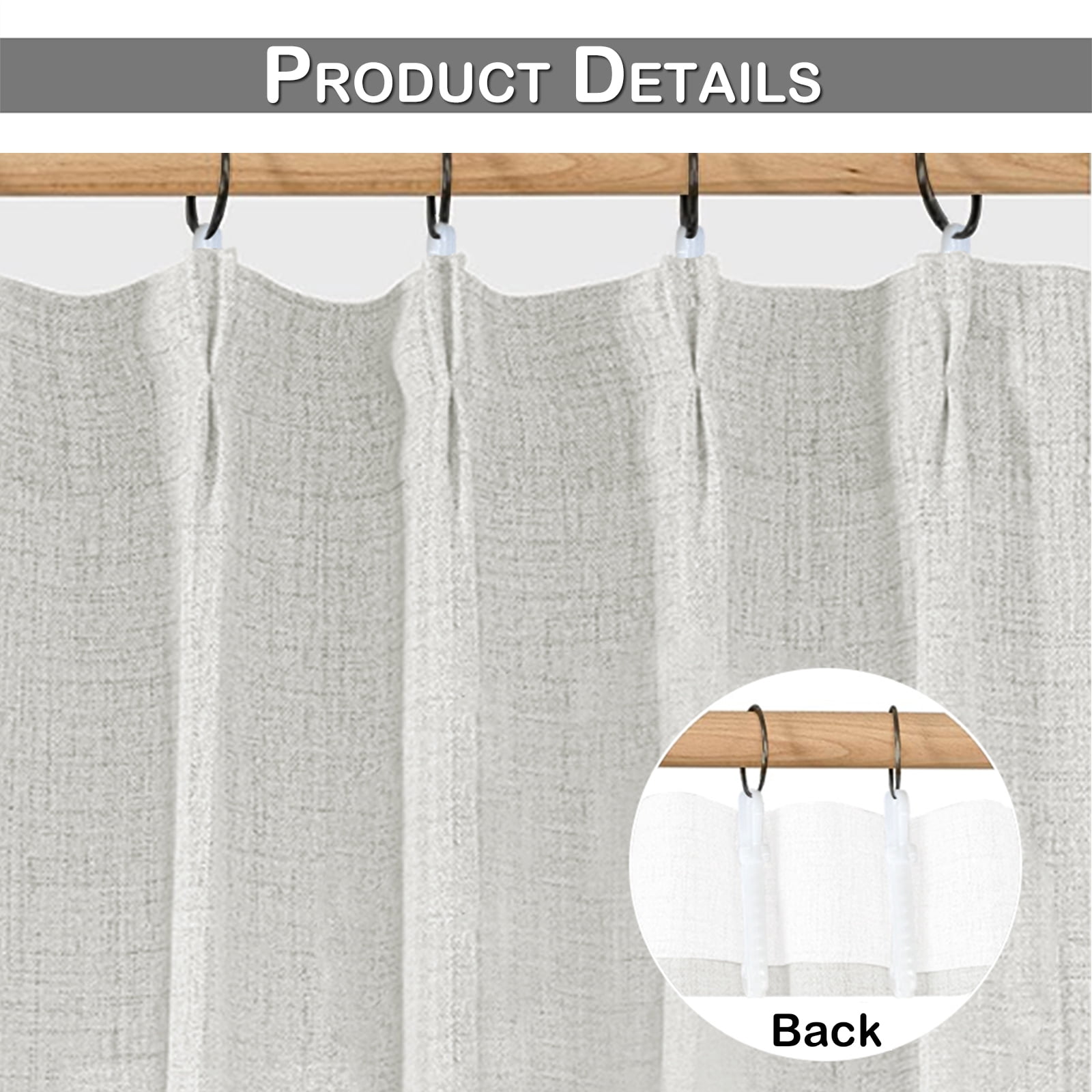 Lapalife Pinch Pleated Sheer Curtains 84 inches Long 2 Panels Set, Linen Pattern Light Filtering Sheer Curtain for Living Room Bedroom with Hooks and Rings, Light Gray, 40"x 108"