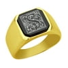 Stainless Steel Men Male Signet Ring Floral Alphabet Initial Anniversary Black Top S SZ 7