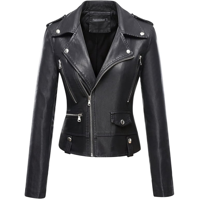 Topshop Faux Leather Moto Jacket With Removable Faux Fur Collar