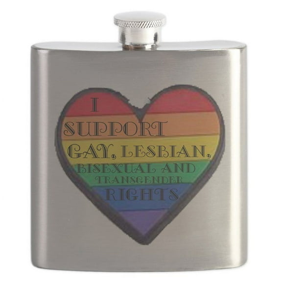CafePress - Isupportgayrights Flask - Stainless Steel Flask, 6oz Drinking Flask