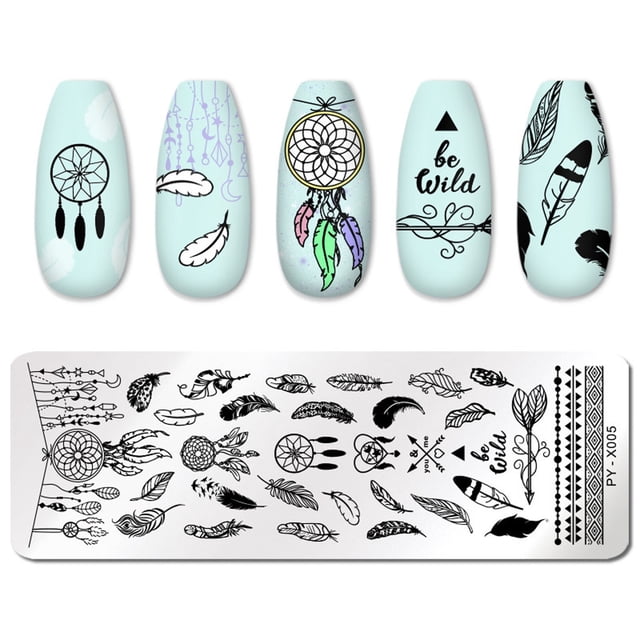 WIFKLSIIPG Printing Plate Nail Stainless Steel Printing Plate Blue Film Steel Plate Geometric Floral Series Colorful Printing Transfer Template