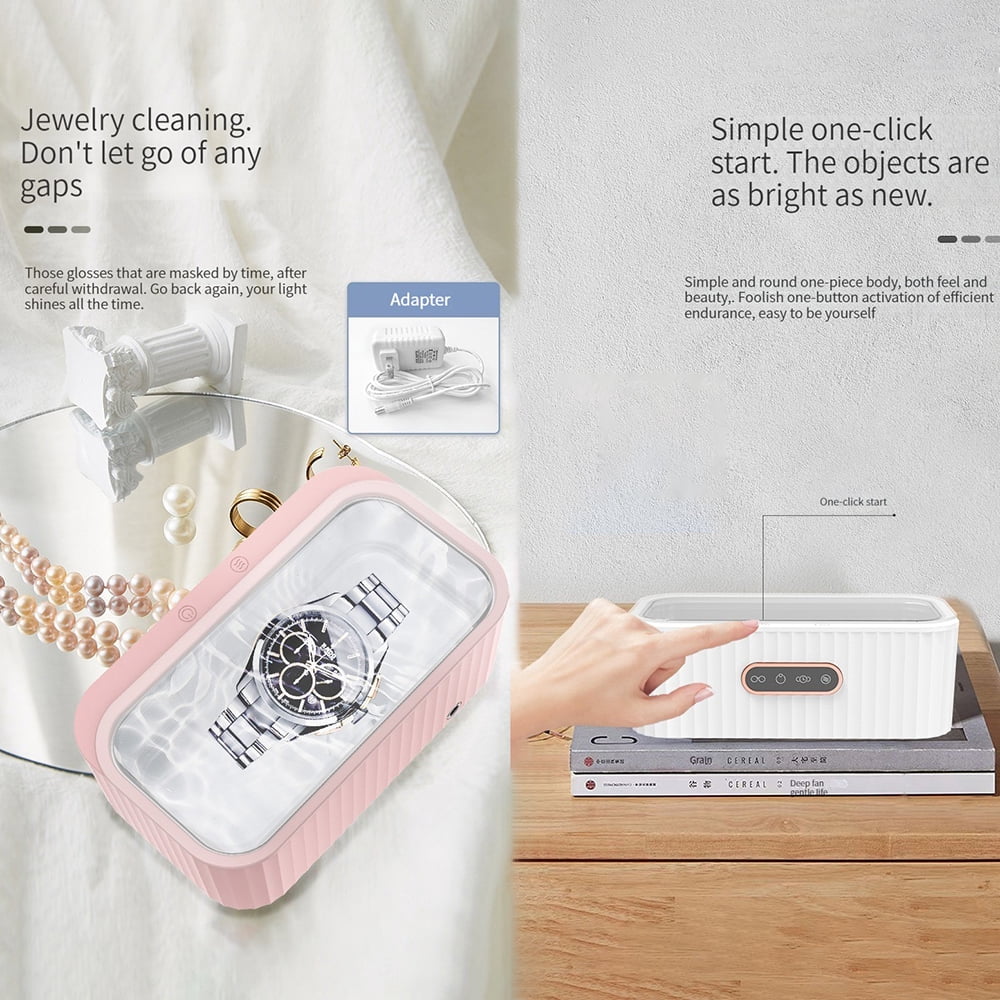 Rainbuvvy SL102 - Ultrasonic Cleaner Suitable for cleaning (jewelry, jewelry, glasses, watches, etc.): 47000HZ frequency, 360° deep cleaning