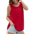 thumbnail image 4 of Uvplove Womens Summer Tank Tops Sleeveless Chiffon Blouse Loose Round Neck Casual Shirts,Red,M, 4 of 11