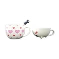 thumbnail image 3 of Taza Doble de Cerámica HappyWare Kawaii Corazones con Cuchara, 3 of 3