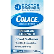 Colace Regular Strength Stool Softener 100mg, 30 Capsules - 2 Pack