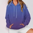 thumbnail image 4 of Fall Hoodies for Womens Fashion Gradient Color Sweatshirts Casual Loose Outdoor Hooded Jackets Round Neck Long Sleeve Hoody Sweatshirt Pullover Winter Outwears Plus Size with Pocket, 4 of 7