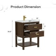 thumbnail image 2 of DELUXE LIVING 24"Bathroom Vanity with Sink, Small Cabinet Single Sink, Storage Venity with Adjustable Feet,Drawers& Easy to Install, Walnut, 2 of 9