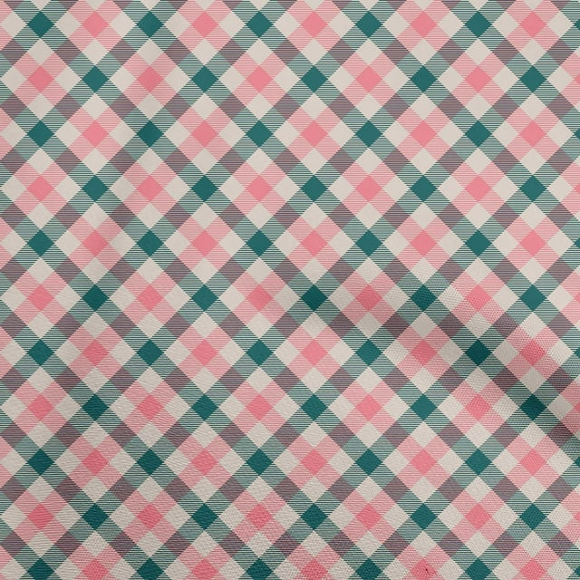 oneOone Polyester Spandex Teal Green Fabric Check Craft Projects Decor Fabric Printed By The Yard 56 Inch Wide