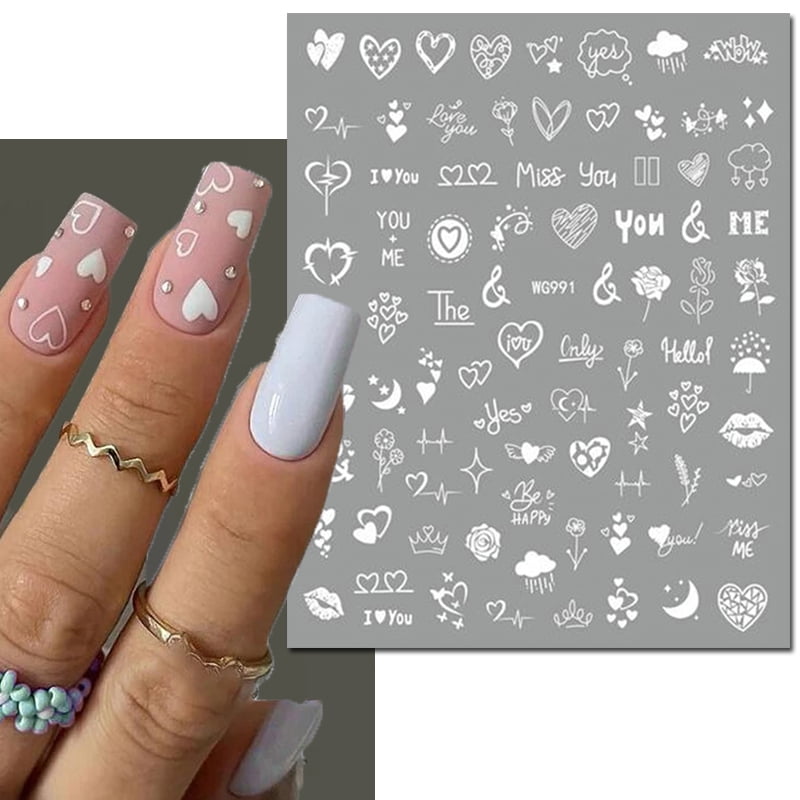 3d Nail Art Stickers Geometric Lines Faces Love Hearts Letters Leaves Stars Adhesive Sliders Nail Decals Decoration For Manicure