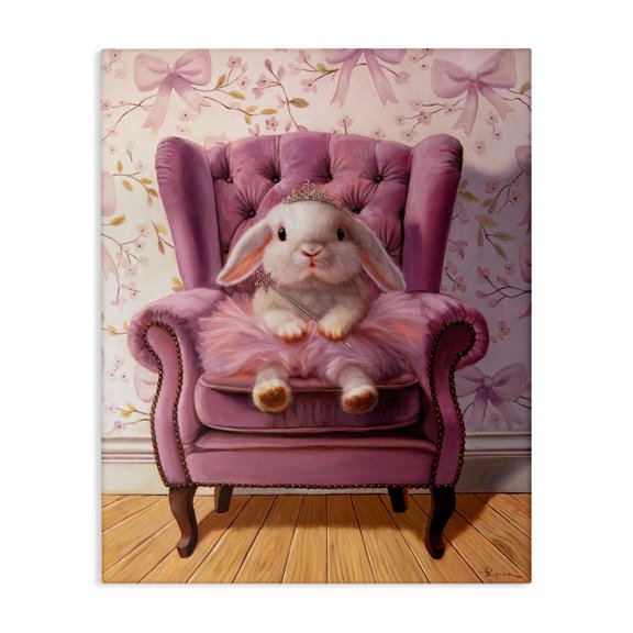 Pink Princess Tutu Bunny Canvas Wall Art, design by Lucia Heffernan
