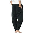 thumbnail image 4 of Diufon Men's Casual Wide Leg Pants Elastic Waist Drawstring Loose Pant Trendy Solid Color Trousers with Pockets, 4 of 7