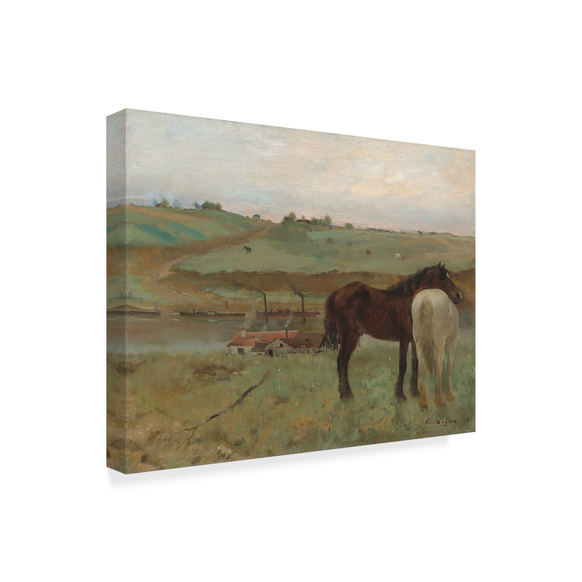 Trademark Fine Art 'Horses In A Meadow' Canvas Art by Edgar Degas