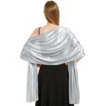 thumbnail image 1 of Bufandas de satén sedoso para mujer, bufandas para damas, novias, damas de honor, chal para bodas, fiestas de noche, regalos para niñas, marfil metálico, 1 of 4