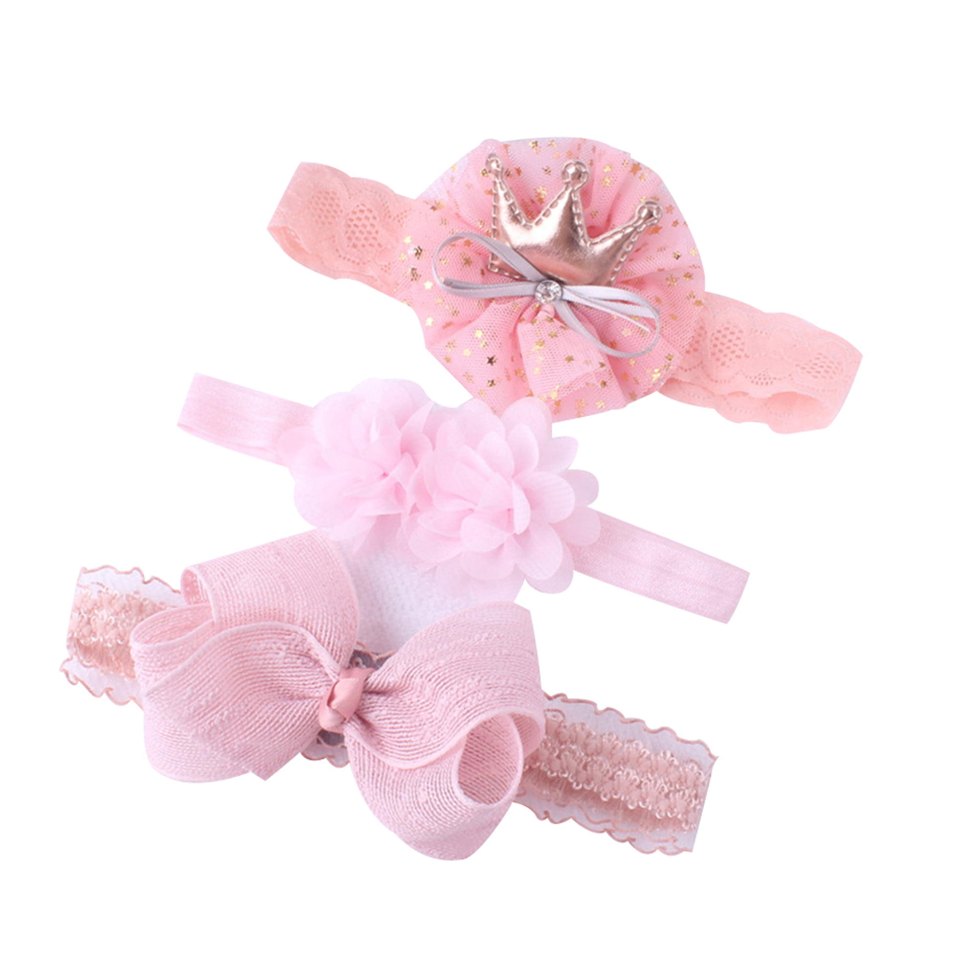 3Pcs/Set Baby Girl Headband Lace Flower Kids Toddler Bow Knot Elastic Hair Band 