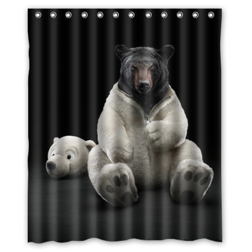 MOHome Black Bear Dressed As A Solar Bear Animal Shower Curtain
