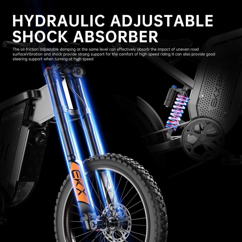 EKXBIKE X21 Max E Bicycles For Adults,6000W Peak Motor,45MPH,1800Wh Removable Battery,19" Tires,Full Suspension
