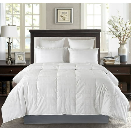 Luxury Baffle Box White Down Comforter 600 Thread Count 650 Fill