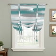 thumbnail image 2 of Blue Gray Stripes Balloon Curtains 63 Inch Length for Living Room/Bedroom, Watercolor Modern Abstract Minimalist Rod Pocket Privacy Door Curtains Decorative Tie Up Shade for Window 52"x63", 2 of 8