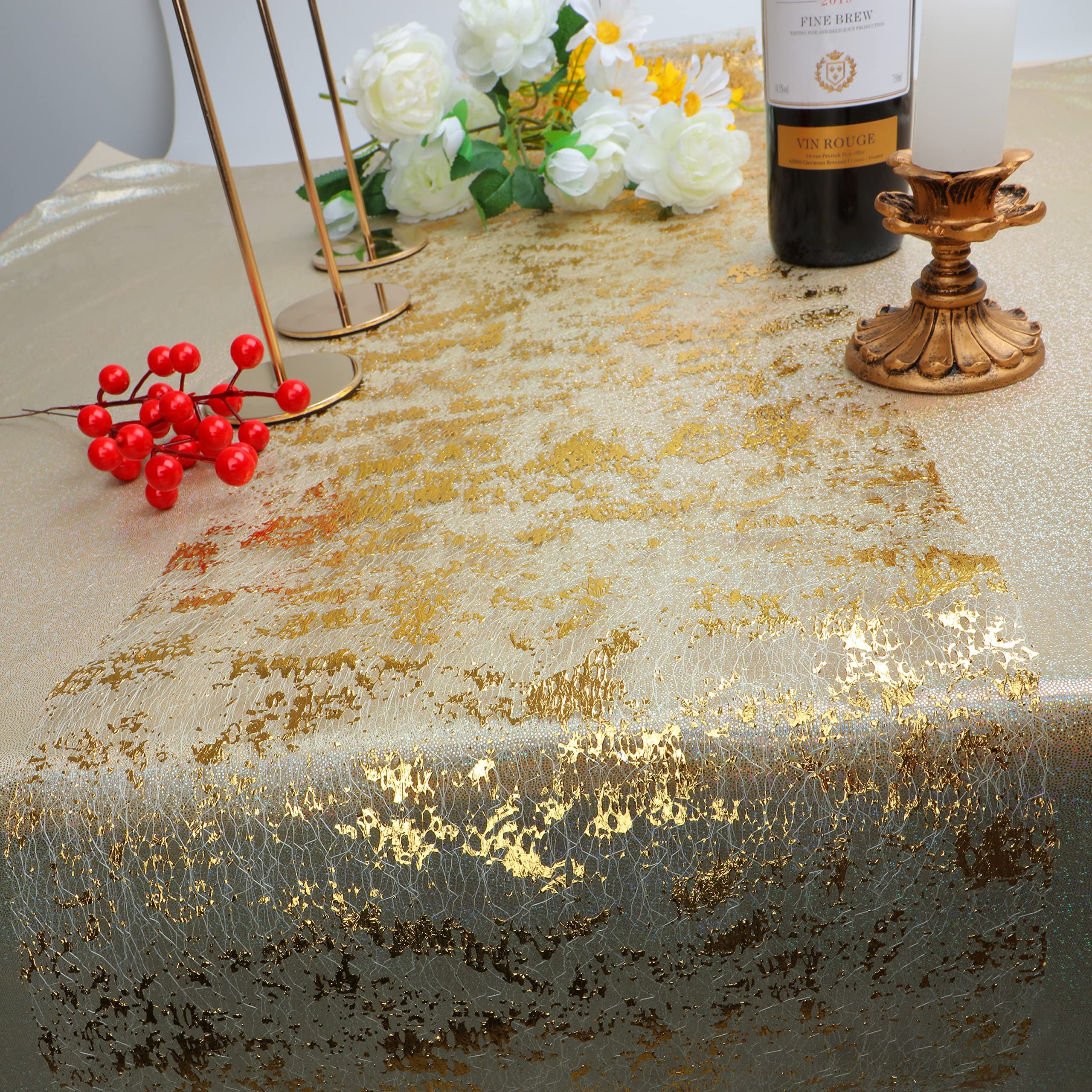  Rose Gold Glitter Table Runner, Sequin Paper Table Runner Roll,  11.4 inch x 33 Feet, Mesh Sparkle Table Runner, Foil Metallic Table Runner  for Gift Wrapping Paper Floral DIY Party Wedding