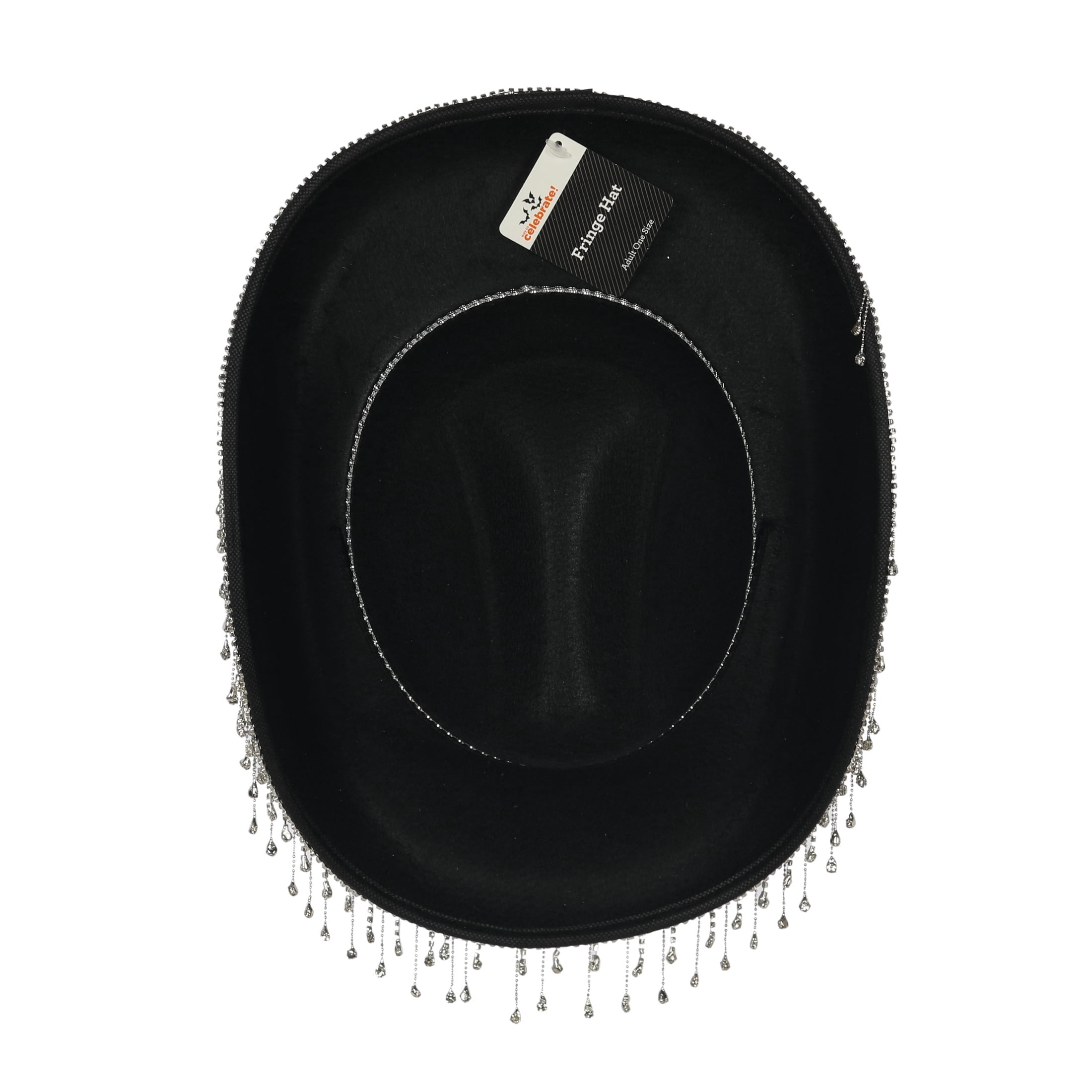 Fringe Cowboy Hat Costume Accessory for Adults, Black and Silver, Halloween by Way To Celebrate