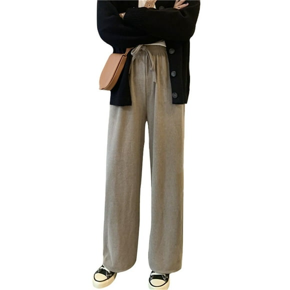 Sonducket Pantalones Mujer Pantalón Largo Pierna Ancha Pantalón Casual Mujer Cintura Alta Prendas para la parte inferior del cuerpo Albaricoque METRO