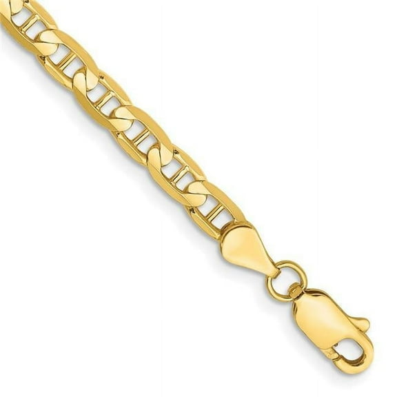 Primal Gold 10 Karat Yellow Gold 3.75mm Concave Anchor Chain Bracelet