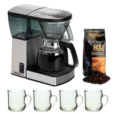 Bonavita BV1800 8 Cup Coffee Maker With Glass Carafe with Knox 16oz. Mug With Spoon (4 Pack ...
