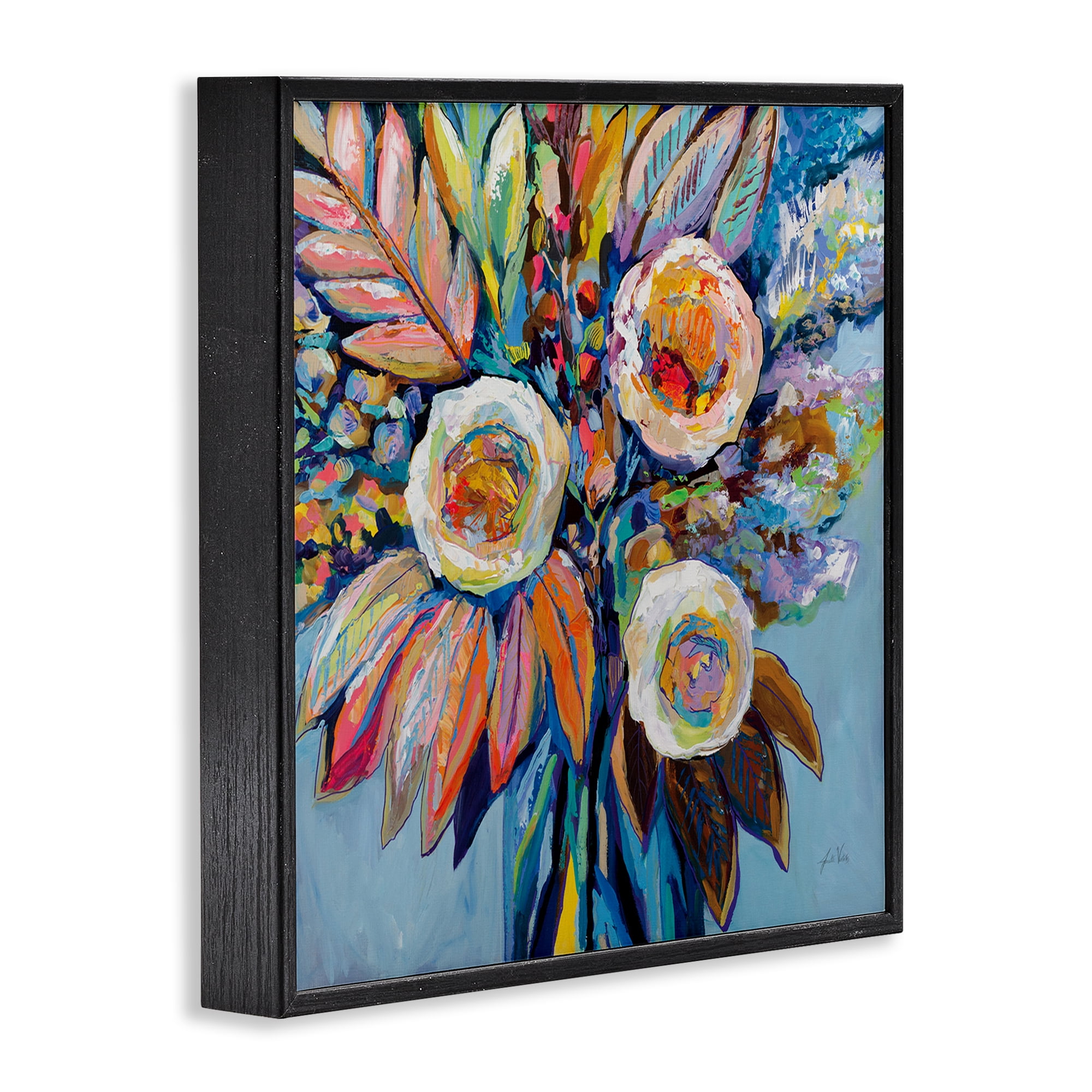 Stupell Industries Wonderment Bold Bouquet Botanical & Floral Painting Black Framed Art Print Wall Art, 17 x 17
