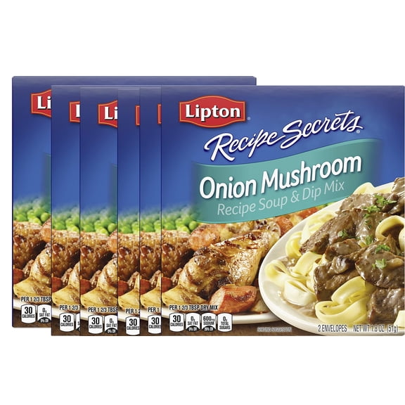 Lipton Soup and Dip Mix For a Delicious Meal Onion Mushroom Great With Your Favorite Recipes, Dip or Soup Mix 1.8 oz, Pack of 6