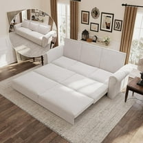 Newest Chesterfield Sofa,93.7" King Pull Out Sofa Bed, 3-in-1 Velvet Convertible Sleeper Sofa with Nailhead Trim & Rolled Arm,Multi-Functional Sofa Bed for Living Room,Bedroom,Apartment,Office,Beige