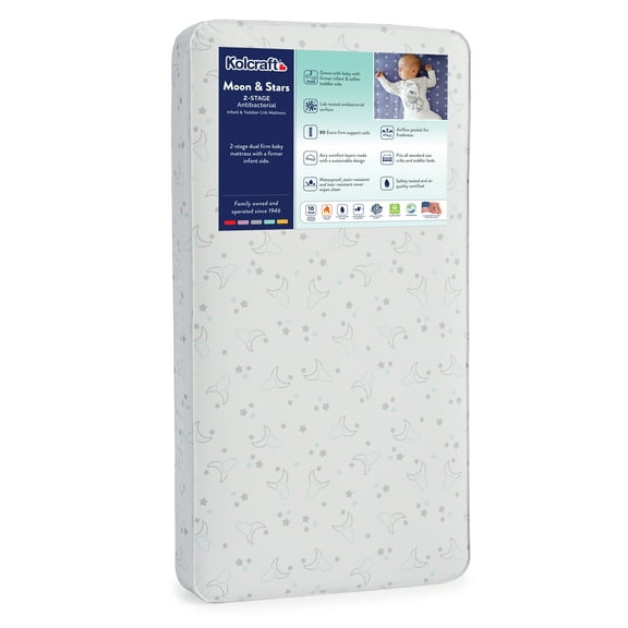 Kolcraft Dual Firm Crib and Toddler Mattress, Antibacterial and Waterproof