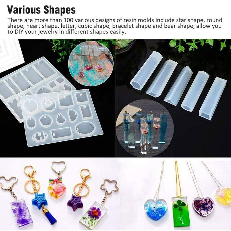 60X Epoxy Resin Casting Silicone Molds DIY Jewelry Making Pendant Craft Tool  Kit
