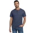 thumbnail image 5 of GIRUNS Men's Henley Short Sleeve Shirt Cotton Button T-Shirt Lightweight Summer Casual Tee Navy Blue 2XL, 5 of 7
