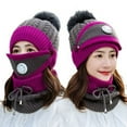 thumbnail image 4 of HESHENG Fleece Lined Women Beanie Knit Hat, Winter Scarf Mask Set, Girls Warm Hat Earmuffs Cap with Pom Scarf Set, Dark Grey, 4 of 4